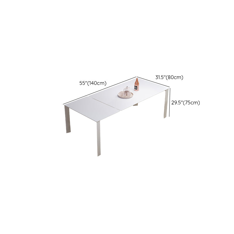 Modern 1/3/4/7 Pieces Dining Room Table Rectangle Stone Extendable Furniture in White