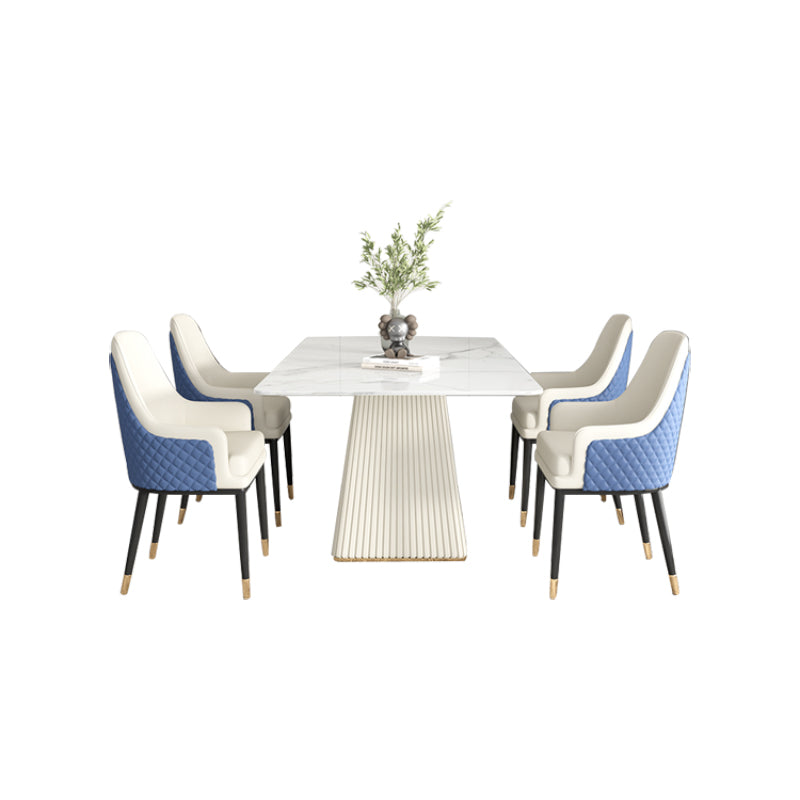 Modern 1/4/5/6/7 Pieces Dining Room Table Rectangle Stone Furniture in White
