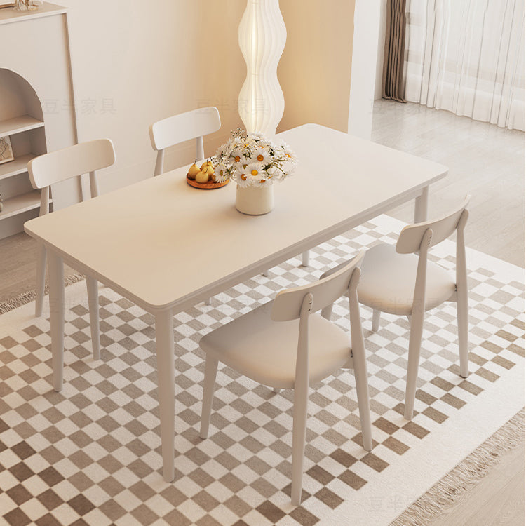 Modern Style 1/4/5 Pieces Dining Room Table Rectangle Stone Furniture in White