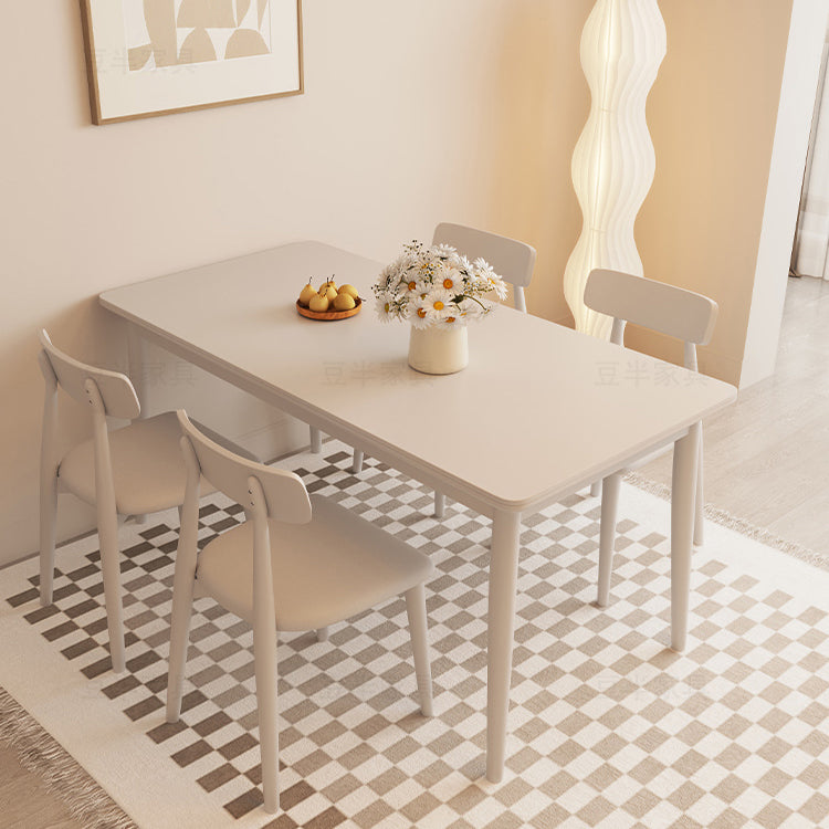 Modern Style 1/4/5 Pieces Dining Room Table Rectangle Stone Furniture in White