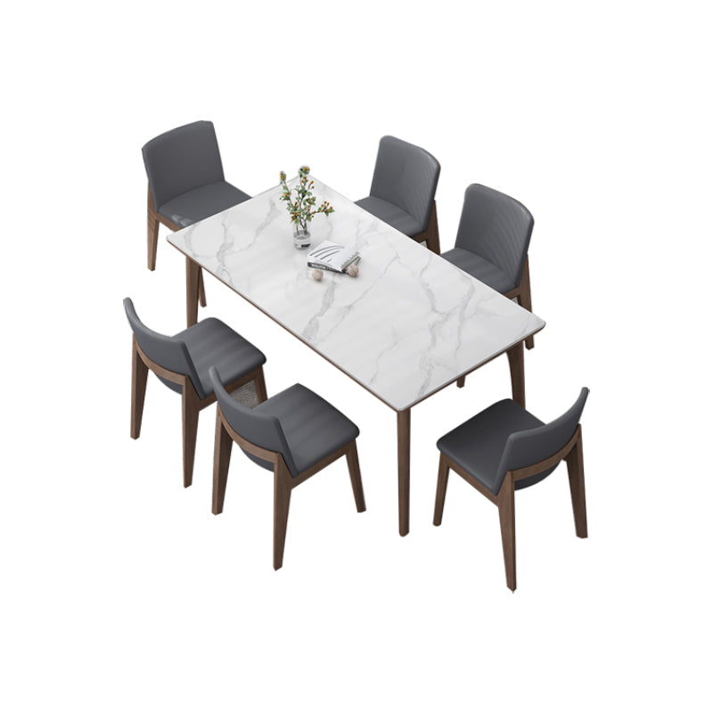 Modern Style 1/2/4/7 Pieces Dining Room Table Rectangle Stone Furniture in White