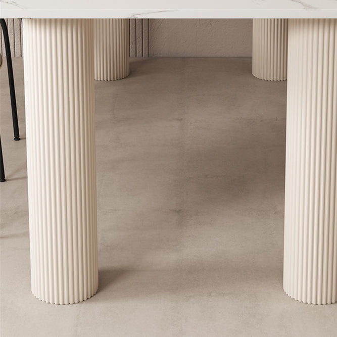 Modern Style 1/4/5/7 Pieces Dining Table Rectangle Stone Furniture in White