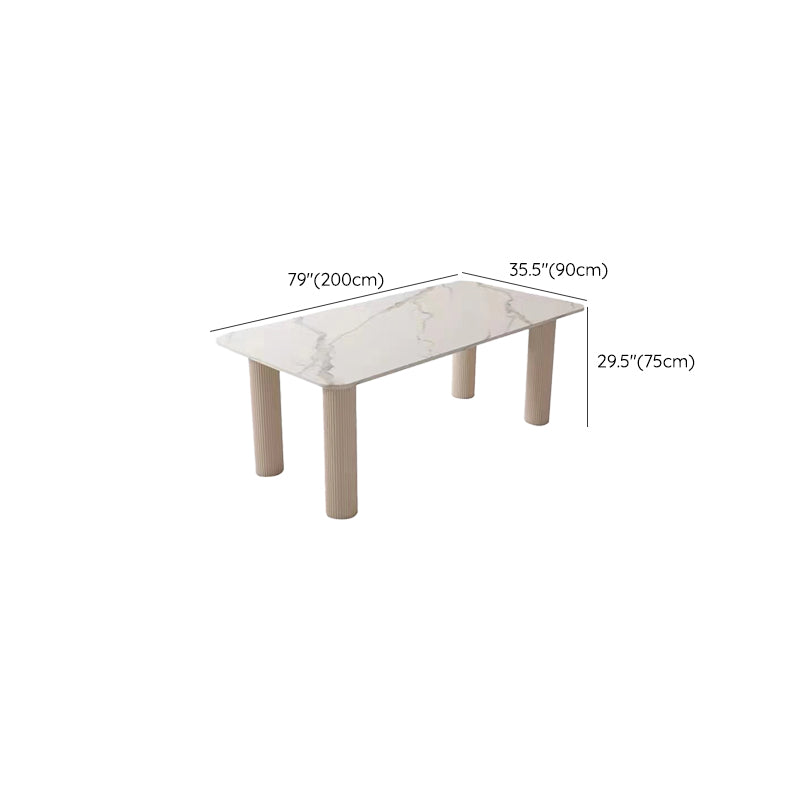 Modern Style 1/4/5/7 Pieces Dining Table Rectangle Stone Furniture in White