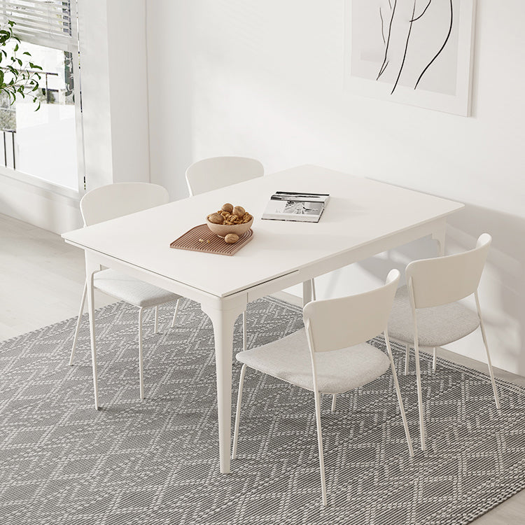 Modern Style 1/2/5/7/9 Pieces Dining Room Table Rectangle Stone Furniture in White