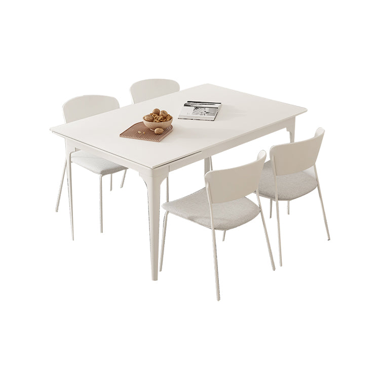 Modern Style 1/2/5/7/9 Pieces Dining Room Table Rectangle Stone Furniture in White