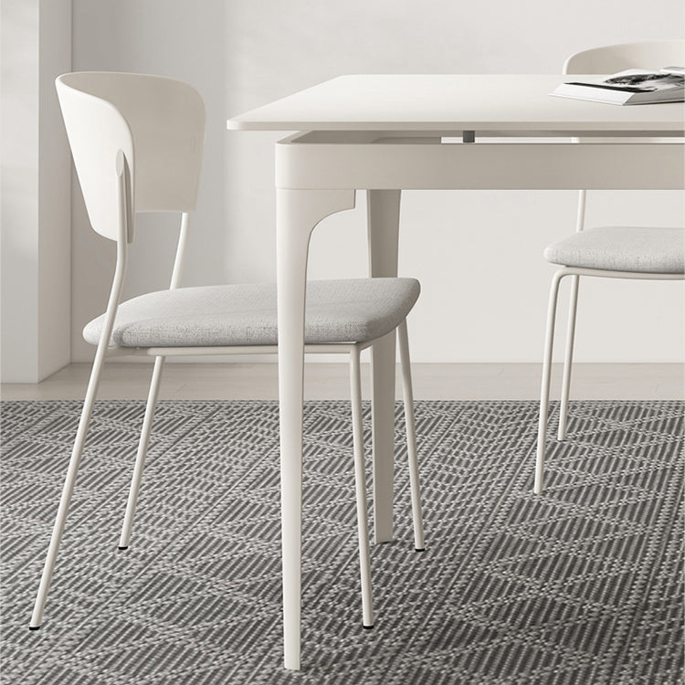 Modern Style 1/2/5/7/9 Pieces Dining Room Table Rectangle Stone Furniture in White