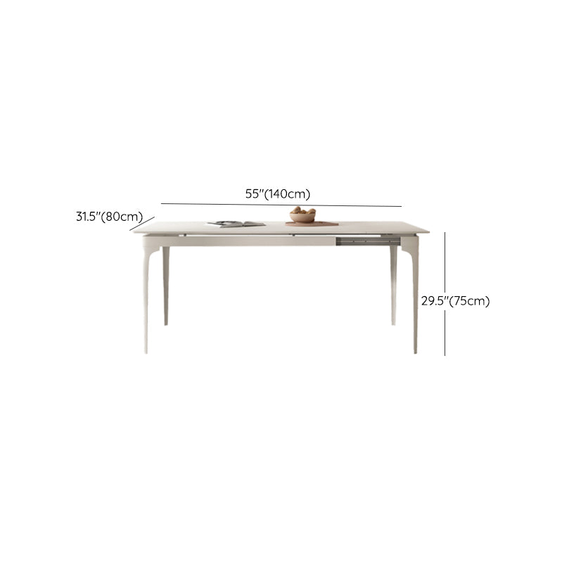Modern Style 1/2/5/7/9 Pieces Dining Room Table Rectangle Stone Furniture in White