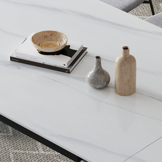 Modern 1/2/5/7/9 Pieces Dining Room Table Rectangle Stone Furniture in White