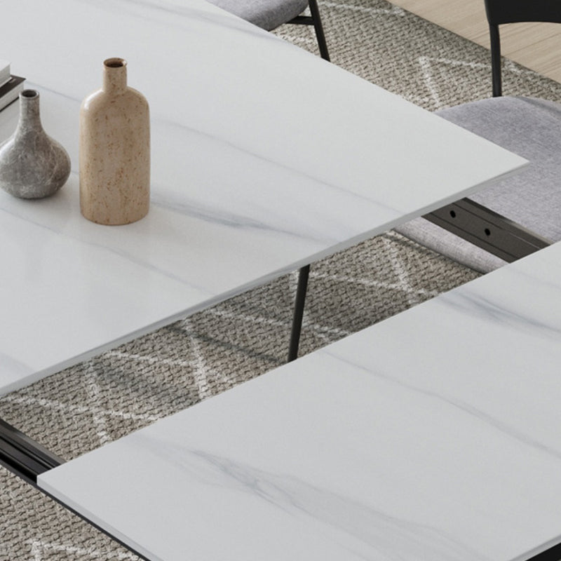 Modern 1/2/5/7/9 Pieces Dining Room Table Rectangle Stone Furniture in White