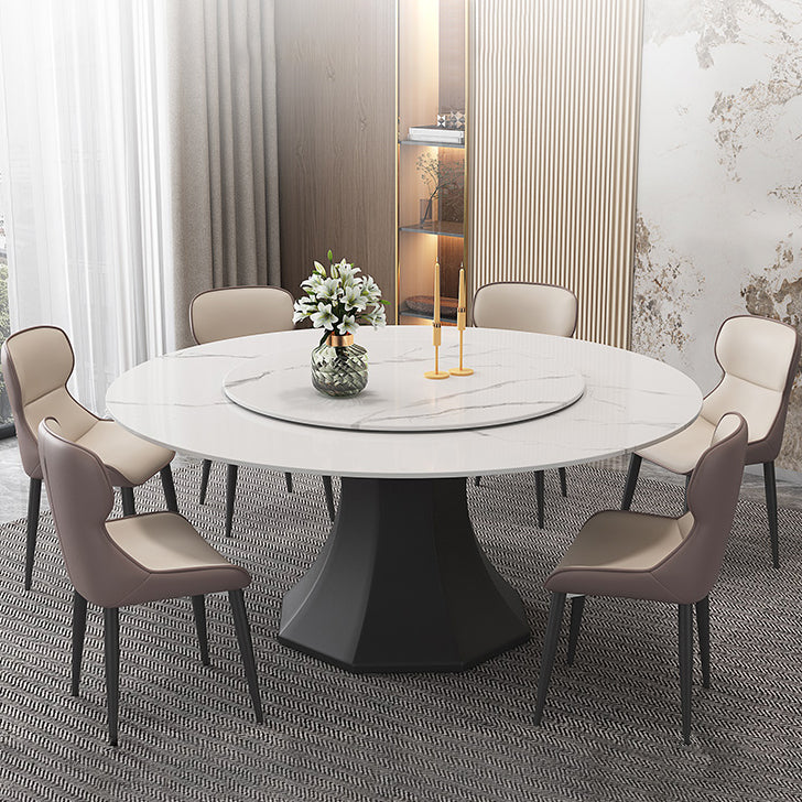 Contemporary 1/4/5/7/9/13 Pieces Furniture Round Stone Dining Set in White