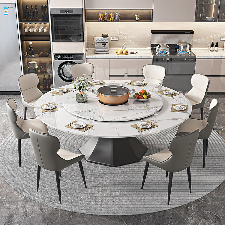 Contemporary 1/4/5/7/9/13 Pieces Furniture Round Stone Dining Set in White