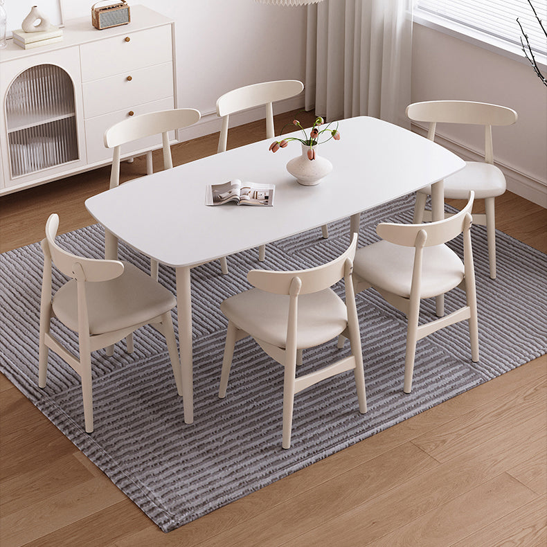 Modern Style 1/4/5/7 Pieces Dining Room Table Rectangle Stone Furniture in White