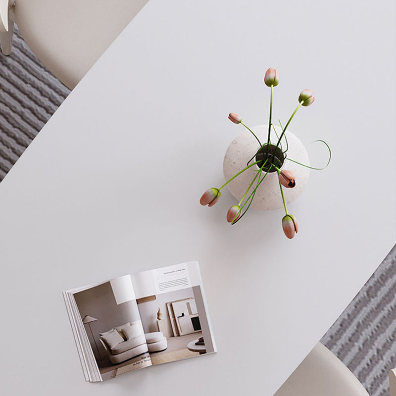 Modern Style 1/4/5/7 Pieces Dining Room Table Rectangle Stone Furniture in White