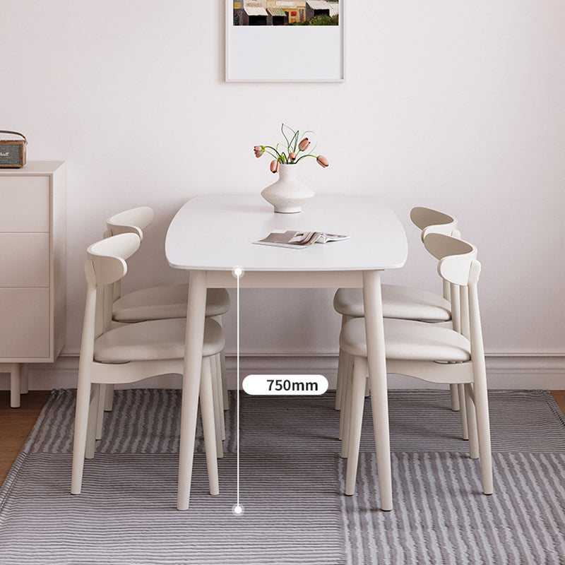 Modern Style 1/4/5/7 Pieces Dining Room Table Rectangle Stone Furniture in White