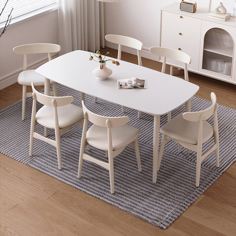 Modern Style 1/4/5/7 Pieces Dining Room Table Rectangle Stone Furniture in White