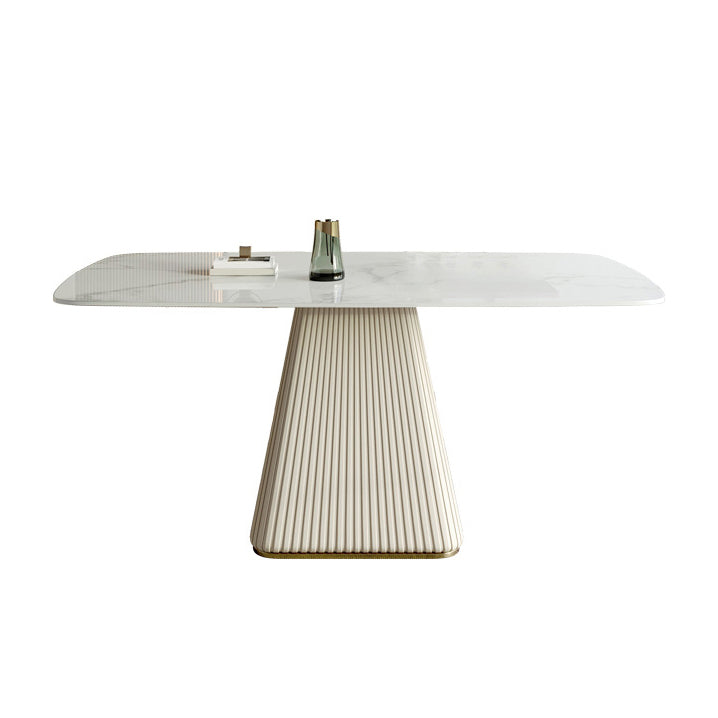 Modern Style 1/2/5/7 Pieces Dining Room Table Rectangle Stone Furniture in White