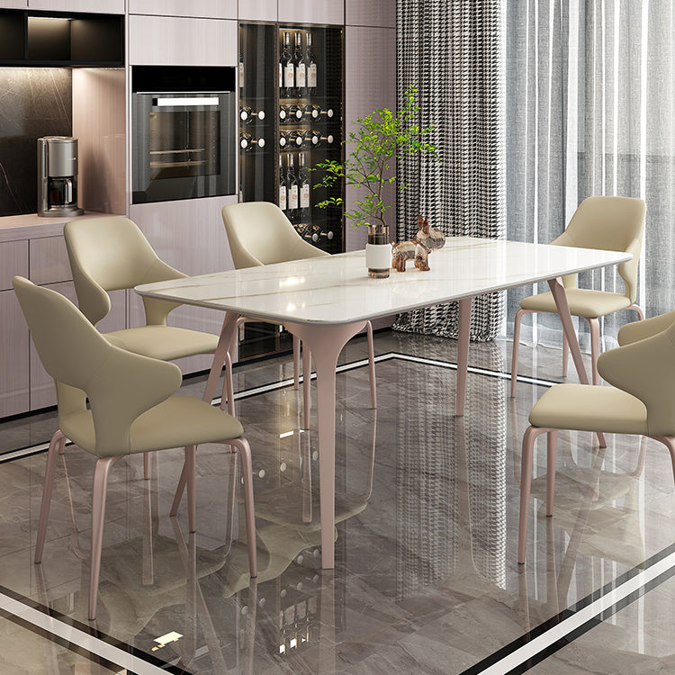 Modern Style 1/4/5/6/7 Pieces Dining Table Rectangle Stone Furniture in White