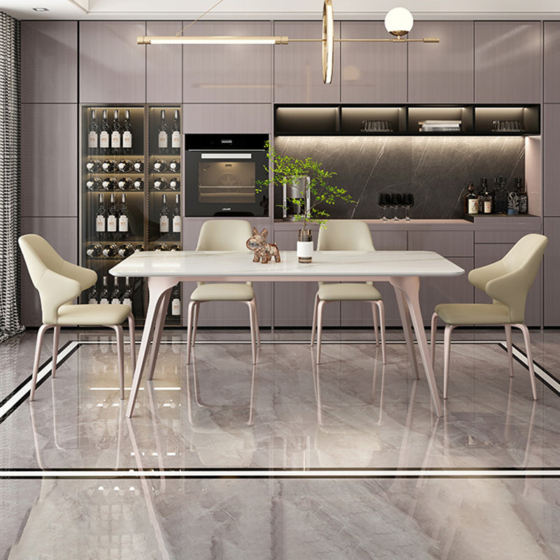 Modern Style 1/4/5/6/7 Pieces Dining Table Rectangle Stone Furniture in White