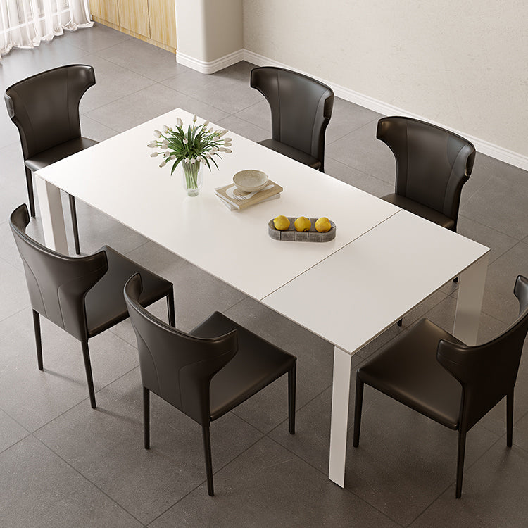 Modern Style 1/3/4/5/7 Pieces Dining Table Rectangle Stone Extendable Furniture in White