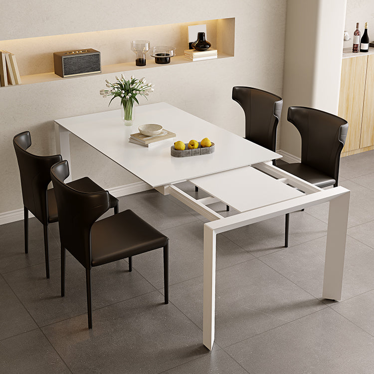 Modern Style 1/3/4/5/7 Pieces Dining Table Rectangle Stone Extendable Furniture in White
