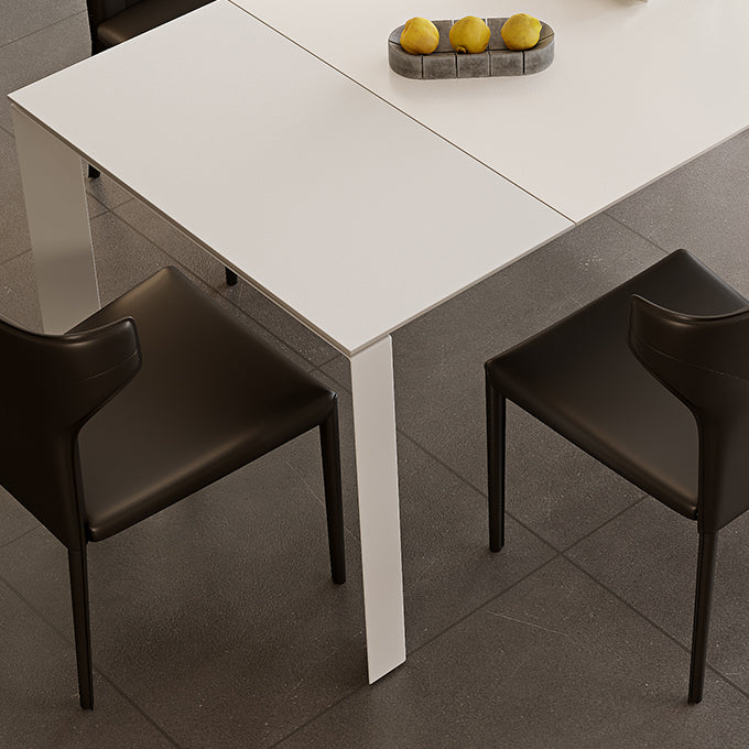 Modern Style 1/3/4/5/7 Pieces Dining Table Rectangle Stone Extendable Furniture in White