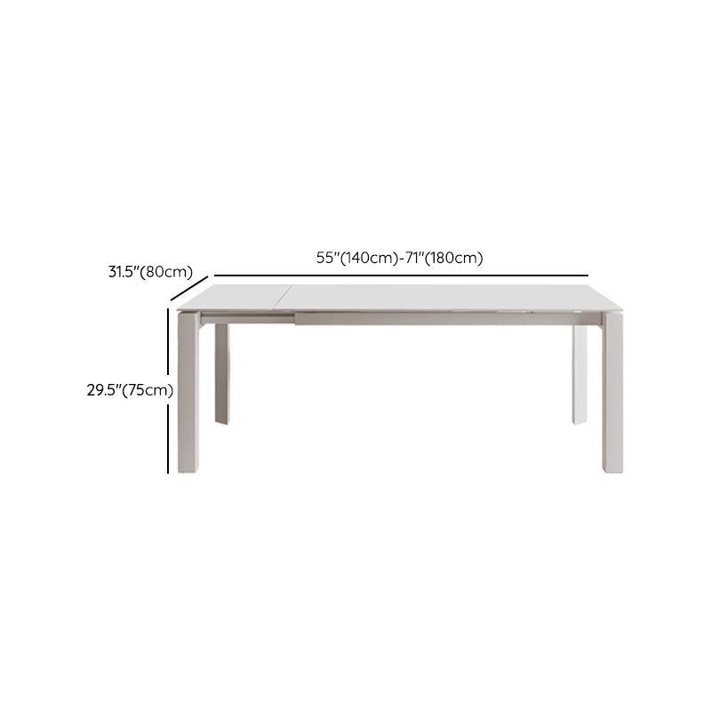 Modern Style 1/3/4/5/7 Pieces Dining Table Rectangle Stone Extendable Furniture in White