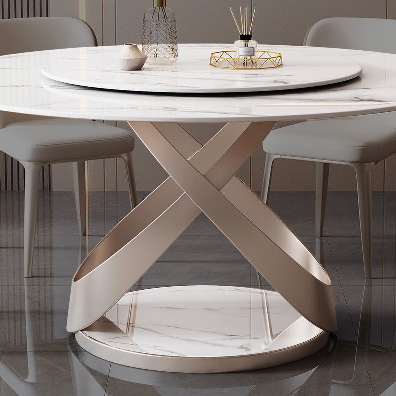 Modern Style 1/4/5/7 Pieces Furniture Round Stone Dining Set in White