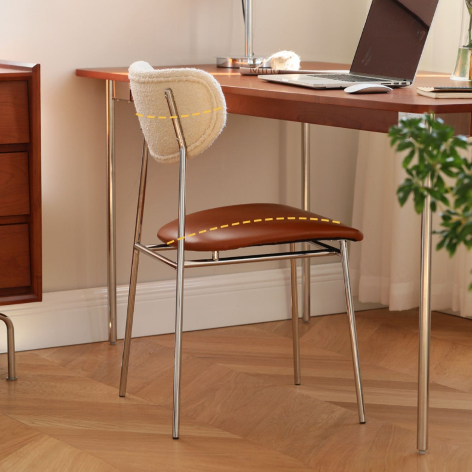 Contemporary Kitchen Dining Chair Open Back Metal Side Chair