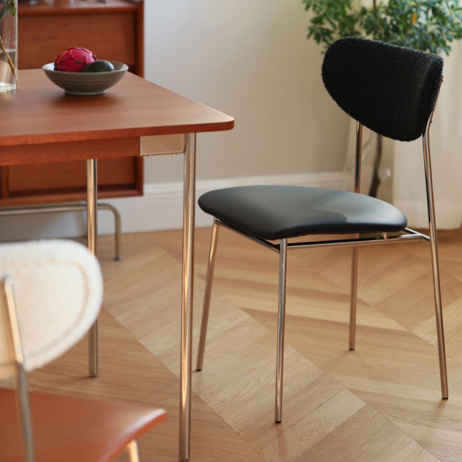 Contemporary Kitchen Dining Chair Open Back Metal Side Chair