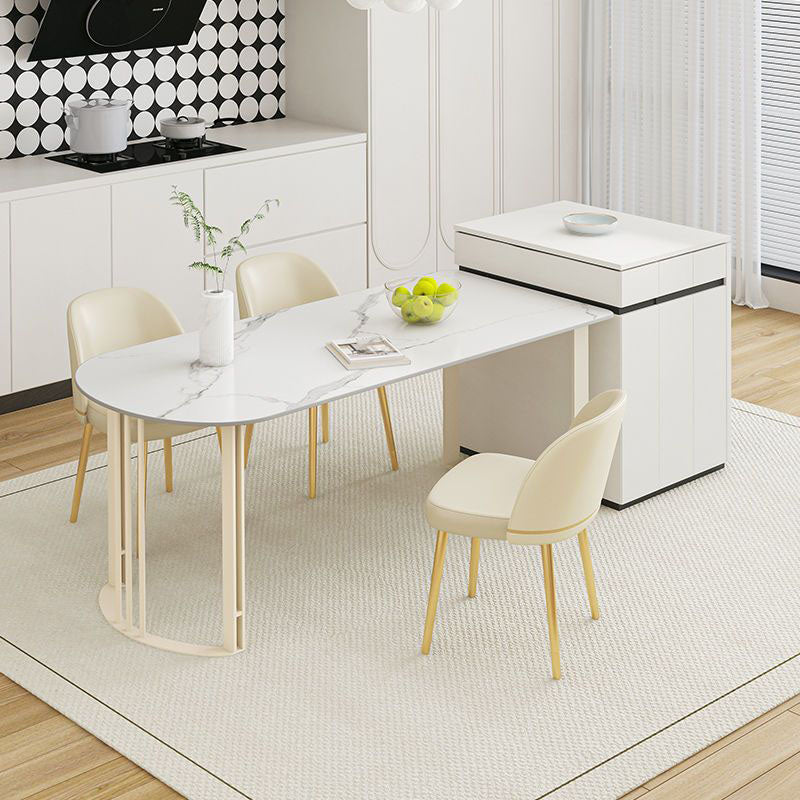 Contemporary Dining Room Dinner Table 4 Legs Stone Dining Table