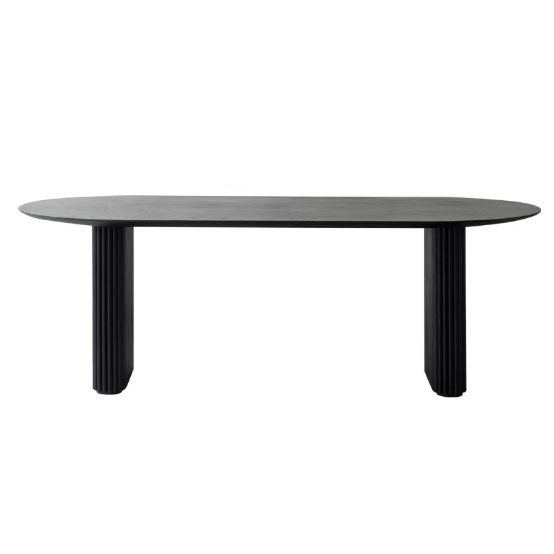 Modern Oval Dining Table Black Wooden Dinner Table for Dining Room