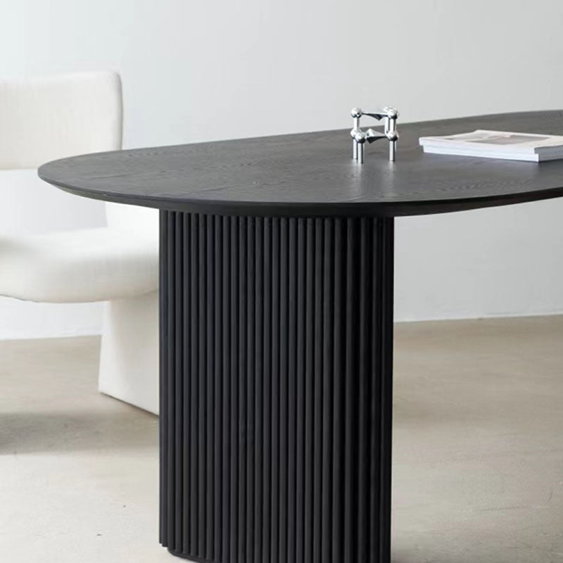 Modern Oval Dining Table Black Wooden Dinner Table for Dining Room