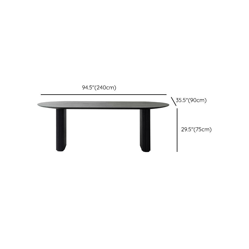 Modern Oval Dining Table Black Wooden Dinner Table for Dining Room