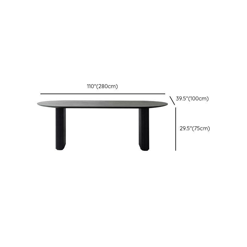 Modern Oval Dining Table Black Wooden Dinner Table for Dining Room