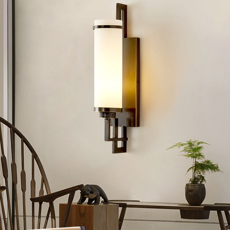 Cylinder Wall Lighting Modern Glass 1 Light Wall Sconces for Living Room