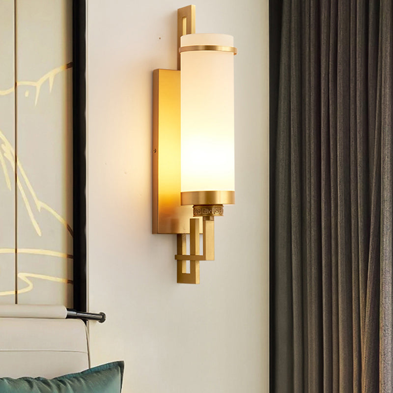 Cylinder Wall Lighting Modern Glass 1 Light Wall Sconces for Living Room