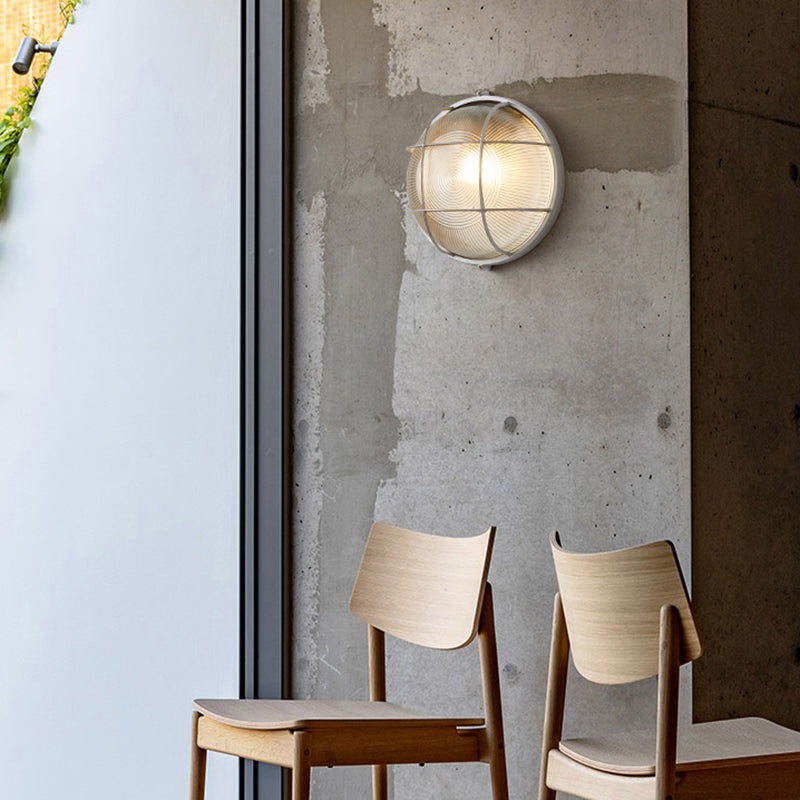 Metal Industrial Wall Sconce Geometric Shape Wall Light with Glass Shade for Courtyard