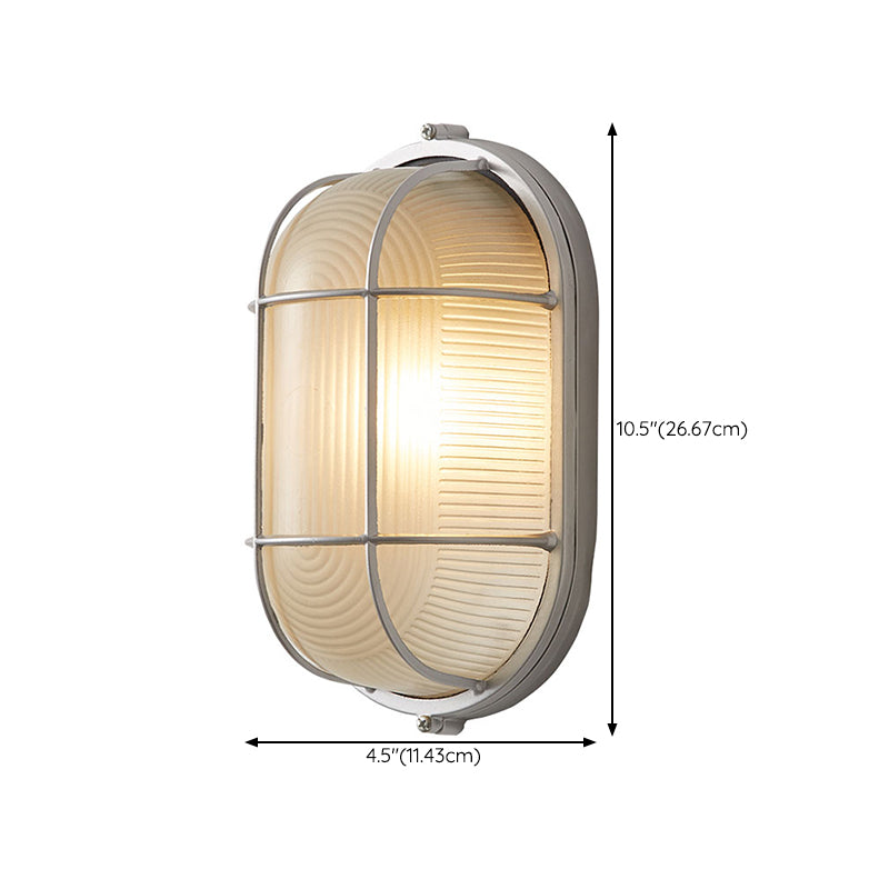 Metal Industrial Wall Sconce Geometric Shape Wall Light with Glass Shade for Courtyard