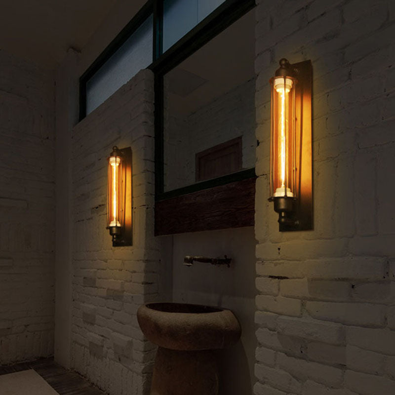 Metal Industrial Wall Sconce Cylinder Shape Wall Light for Courtyard