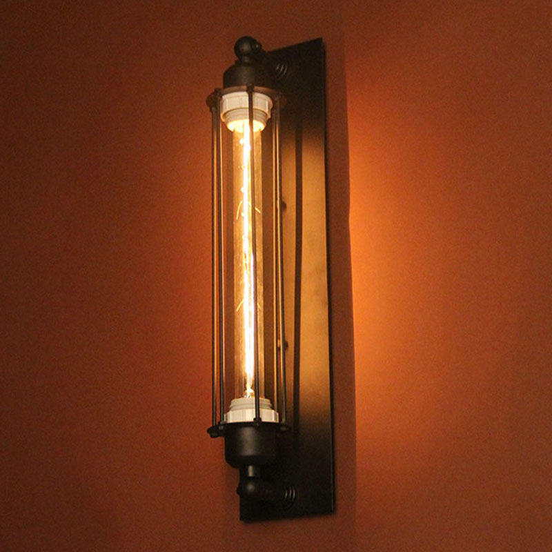 Metal Industrial Wall Sconce Cylinder Shape Wall Light for Courtyard