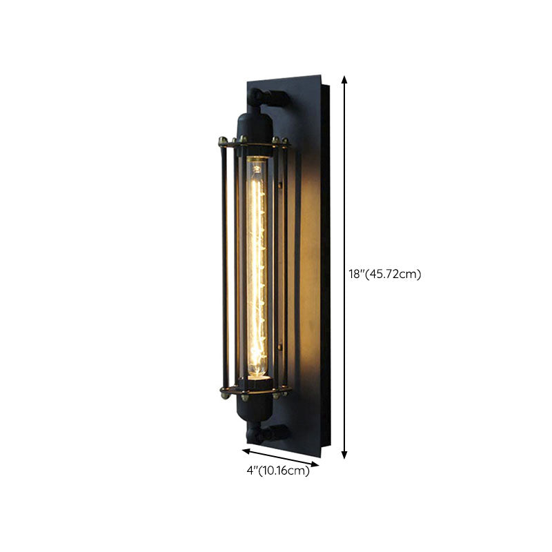 Metal Industrial Wall Sconce Cylinder Shape Wall Light for Courtyard