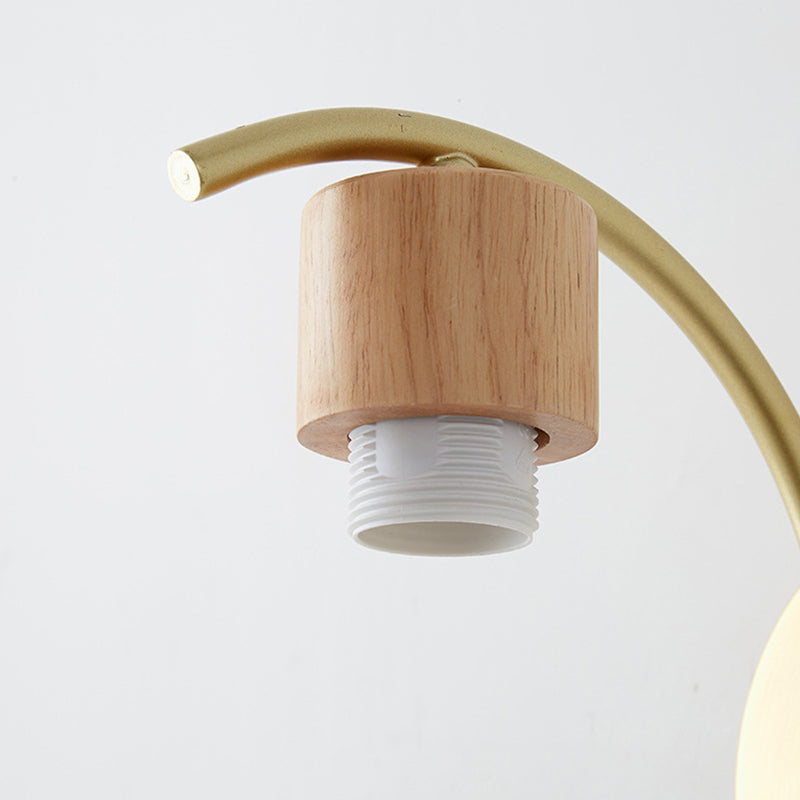 Wood Modern Wall Sconce Geometric Shape Wall Light with Glass Shade for Bedroom