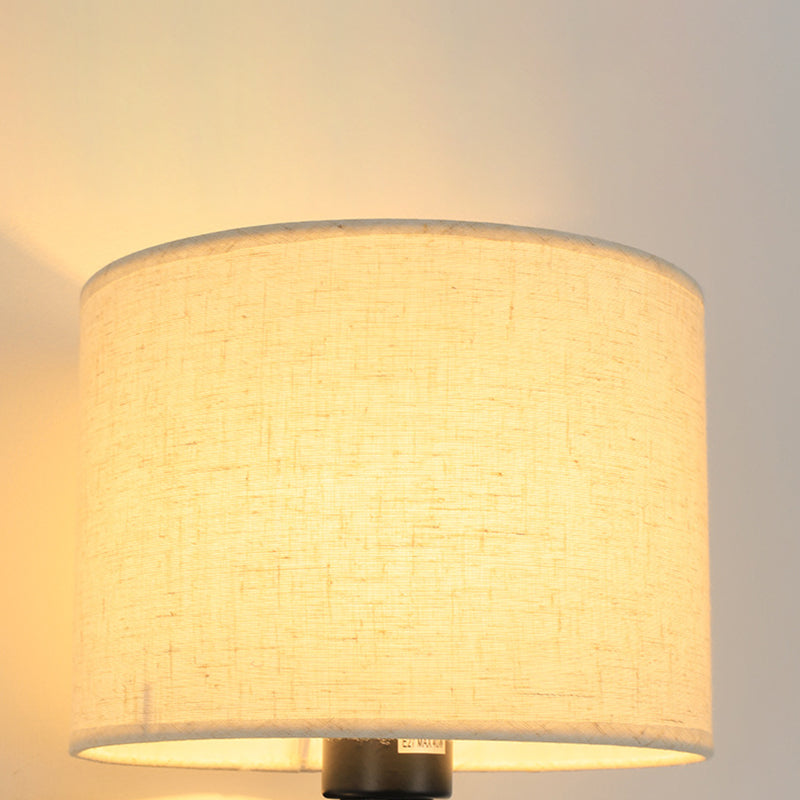 Modern Cylinder Wall Light Fixture Fabric 2 Lights Wall Sconce for Bedroom