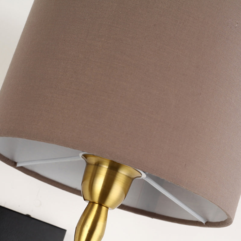 Cylinder Wall Light Fixture Modern Fabric 1 Light Wall Sconce in Brown