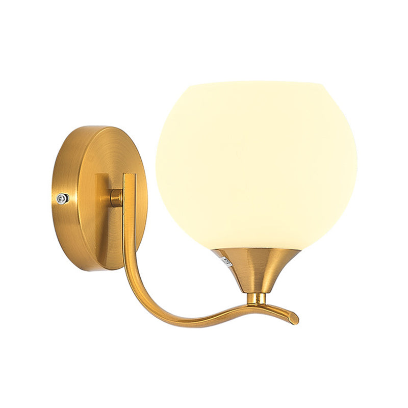 Modern Metal Wall Sconce Dome Shape Vanity Lamp with Glass Shade for Bathroom