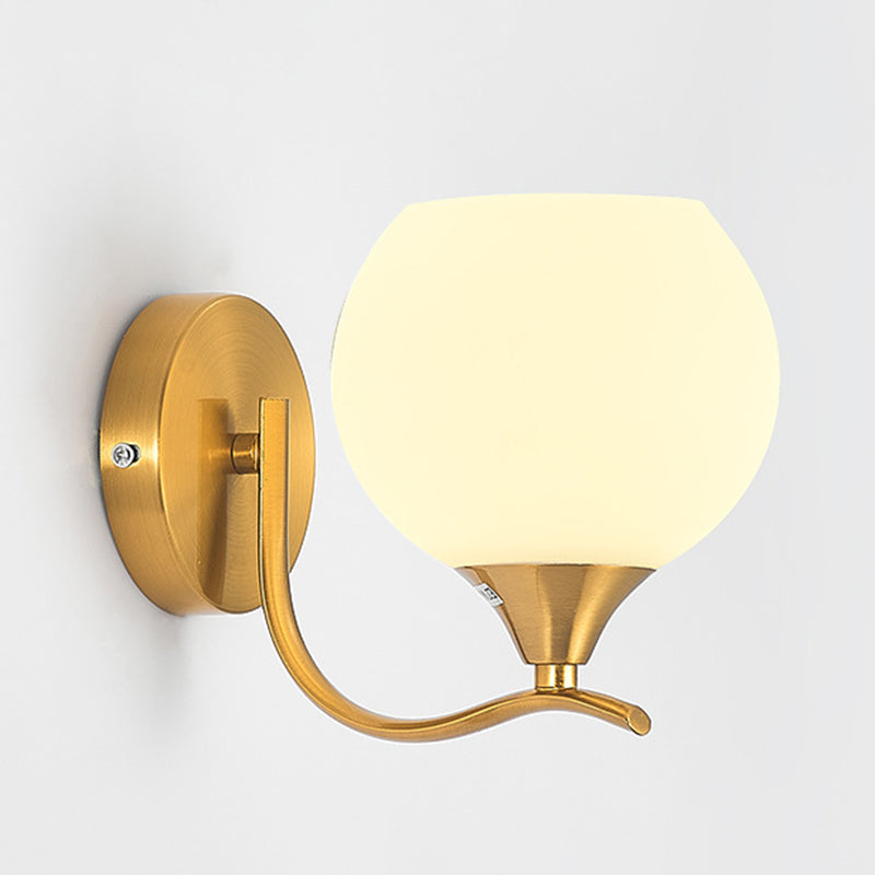 Modern Metal Wall Sconce Dome Shape Vanity Lamp with Glass Shade for Bathroom