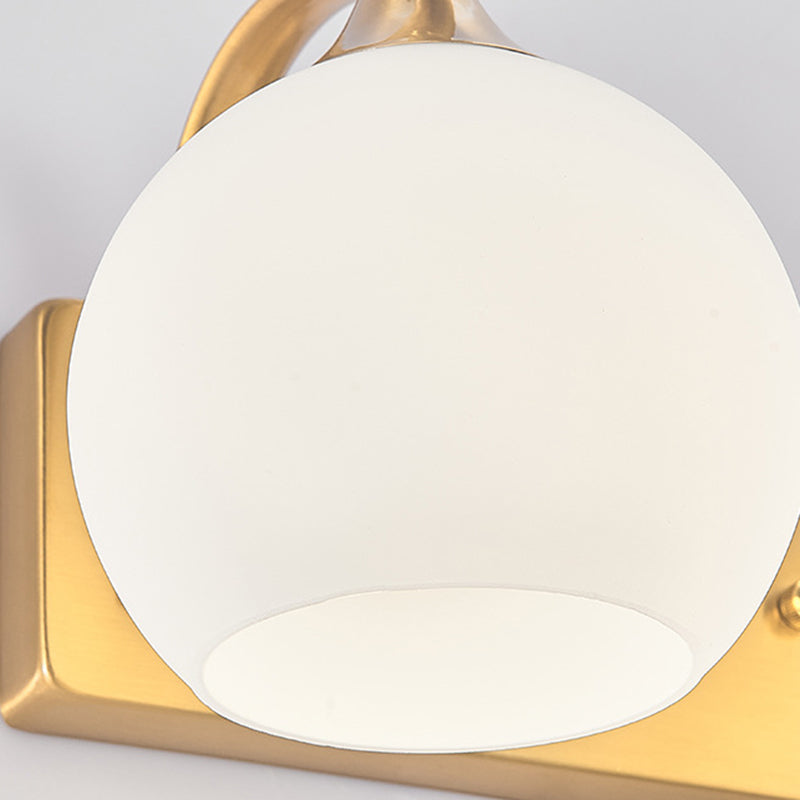 Modern Metal Wall Sconce Dome Shape Vanity Lamp with Glass Shade for Bathroom