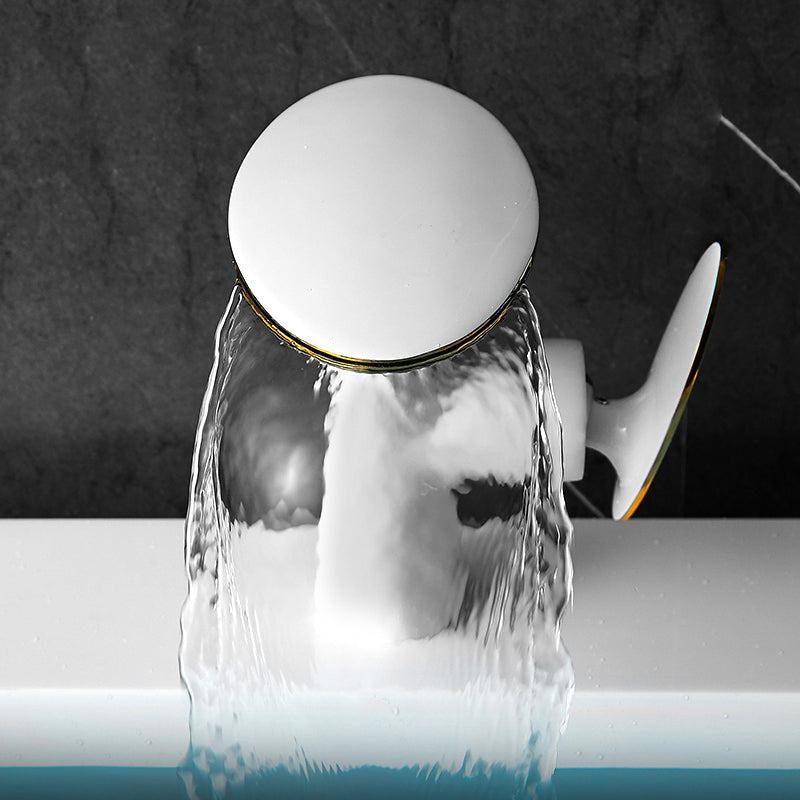 Modern Faucet Waterfall Spout Single Hole Lever Handle Bathroom Faucet