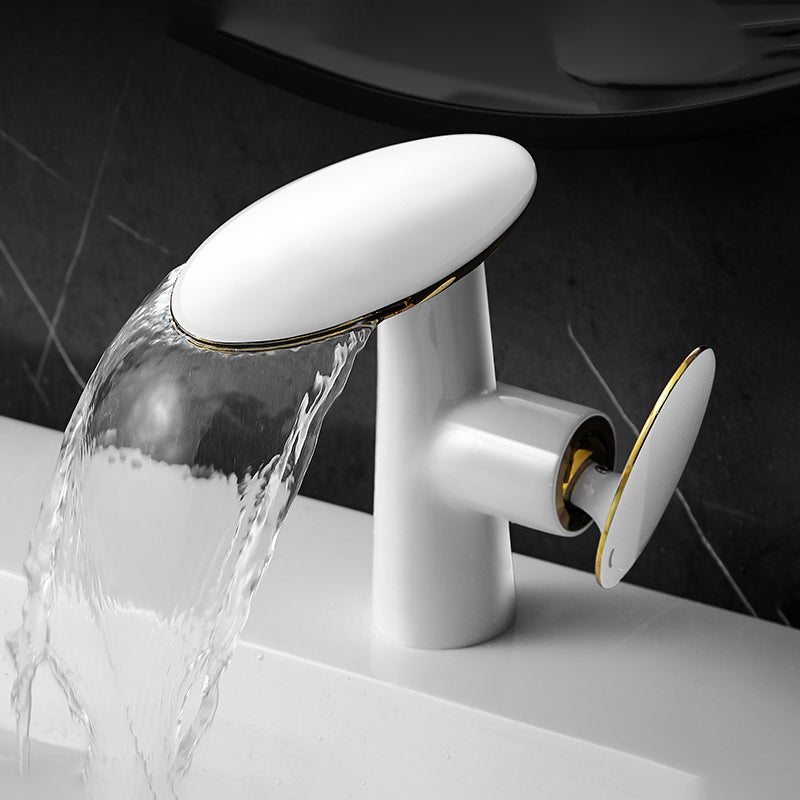 Modern Faucet Waterfall Spout Single Hole Lever Handle Bathroom Faucet