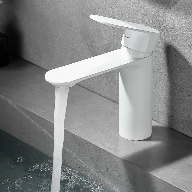 Bathroom Sink Faucet Lever Handle Brass Solid Color Washroom Faucet